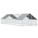 Enclos poulailler - pawhut - chenil voli�re ext�rieur 24 m� parc grillag� galvanis� - acier - 3x8x2m ...