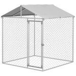 Pawhut - chenil dextrieur pour chiens - acier - 200x200x237cm - argent