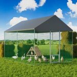 Enclos poulailler chenil extrieur - grande taille - toit en tissu oxford - 12 m2