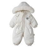 Enfant combinaison de ski unisexe une pice bb combinaison de ski dextrieur chaude et paisse  capuche ...