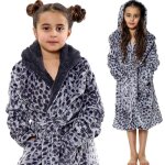 Enfants filles  capuche peignoir lopard imprimer robe de chambre 5 - 13 ans