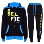 Enfants filles gar�ons surv�tement unisexe selfie imprim� � capuche haut et bas jogging costume 5 - 14 ...