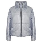 Enfants filles gris argent� veste look humide recadr�e rembourr� matelass� doudoune bulle vestes chaud ...