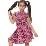 Enfants filles l�opard imprim� robe balan�oire 7 - 13 ans