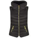Enfants filles noir sans manches � capuche rembourr� matelass�e puffer bubble gilet bodywarmer vestes ...