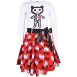 Enfants filles patineur robe blanc panneaux chat squelette imprim doux confortable fte dhalloween mode ...