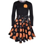 Enfants filles patineur robe noir panneaux chat citrouilles imprim doux confortable fte dhalloween ...