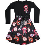 Enfants filles patineuse robe skeleton imprim doux confortable panneaux contrasts fte dhalloween mode ...