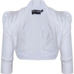 Bol�ro cardigan pour filles - tondu - manches fronc�es - blanc - 2 - 13 ans