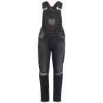 Salopette en denim pour filles brod�e de roses - d79 noir - 5 - 13 ans