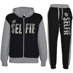 Enfants filles selfie imprimé survêtement À capuche haut et bas jogging costume 5 - 13 ans Enfants filles selfie imprimé survêtement À capuche haut et bas jogging costume 5 - 13 ans
