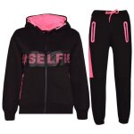 Enfants filles survêtement selfie imprimé zippéd À capuche haut et bas jogging costume 5 - 13 ans Enfants filles survêtement selfie imprimé zippéd À capuche haut et bas jogging costume 5 - 13 ans