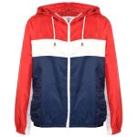 Enfants gar�ons filles coupe - vent contraste bloquer rouge encapuchonn� vestes pluie mac imperm�able ...
