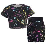 Ensemble crop haut et short tie dye pour enfants - �claboussure pastel - filles gar�ons �ge 5 - 13 ans ...
