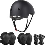 Kit de protection roller casque ajustable coudi�res genouill�re prot�ge - poignets - enfant - noir