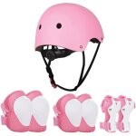 Kit de protection roller - enfant - rose - casque ajustable coudi�res genouill�re prot�ge - poignets