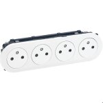 Enjoliveur - legrand - 68114 - blanc - pr�t � poser - 4 prises surface