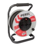 Enrouleur lectrique noprne 25. 00m 4 prises - perel - pro avec double protection thermique