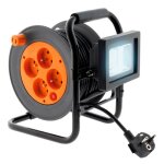 Enrouleur �lectrique 4 x 2p + t + projecteur led 15m - orange - zenitech