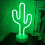 Enseigne lumineuse - cactus - vert - n�on - usb - d�coration int�rieure