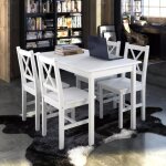 Ensemble 1 table en bois + 4 chaises couleur blanc ensemble de table et chaise set de 1 table et 4 chaises ...