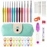 Ensemble de 12 pcs aiguilles � tricoter - crochet � tricoter avec poign�e en caoutchouc multicoloresac ...