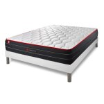 Ensemble 140x200 matelas boost ressorts ensach�s et m�moire de forme + sommier kit blanc 140 x 200 cm ...