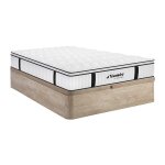 Ensemble 160 x 200 cm sommier coffre naturel clair + matelas anti - feu ressorts ensach�s et surmatelas ...