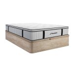 Ensemble 160 x 200 cm sommier coffre naturel clair + matelas ressorts ensach�s surmatelas int�gr� �p. ...