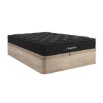 Ensemble 160 x 200 cm sommier coffre naturel clair + matelas ressorts ensach�s surmatelas int�gr� �p. ...