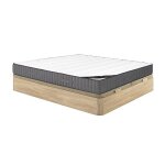 Ensemble 180 x 200 cm sommier coffre naturel clair + matelas hybride ressorts ensach�s 7 zones et mousse ...