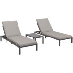 Outsunny - bains de soleil - aluminium - 180x64x83cm - gris