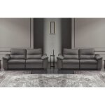 Ensemble de 2 canap�s 3 places - 100% tout cuir �pais italien vachette - hambourg - couleur anthracite ...