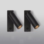 Ensemble de 2 led lampes de lecture de chevet applique murale en m�tal �clairage mural spotlight r�glable ...