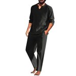 Ensemble 2 pieces en lin homme chemise et courte survtement homme ensemble t chemise et pantalons ...