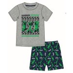 Ensemble 2 pi�ces tee shirt gris + short minecraft pyjama