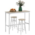 Homcom - ensemble table haute de bar + 2 tabourets - mdf - 105x40x90cm - ch�ne