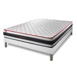 Ensemble 200x200 matelas energy ressorts ensach�s et m�moire de forme + sommier kit