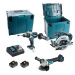 Ensemble de 3 machines 18 v lxt - perceuse dhp481 + meuleuse dga506 + scie dhs680 - makita - 2 batteries ...
