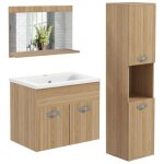 Kleankin - ensemble de meubles de salle de bain - panneau de particules - 30x30x131. 5cm - bois naturel ... Kleankin - ensemble de meubles de salle de bain - panneau de particules - 30x30x131. 5cm - bois naturel ...