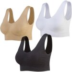 Ensemble de 3 soutiens - gorge de sport sans couture pour femmes - beige blanc et noir