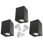 Ensemble 3x tube maclean / luminaire apparent spot carr aluminium gu10 80x80x115mm noir mce426 b + 3x ...