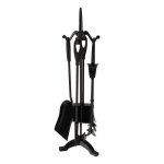 Ensemble outils de chemine acier forg - support doutils pince  feu pelle brosse tisonnier