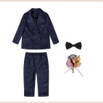 Ensemble 4 pi�ces b�b� enfant gar�ons carreau v�tement smokings soir�e c�r�monie mariage - bleu marine ...