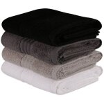 Ensemble de 4 serviettes � main - 50 x 90 cm - blanc gris anthracite noir