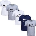 Ensemble lot de 5 t shirt homme coton col rond tee shirt homme imprim� manches courtes t - shirt de marque ...