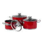 Ensemble de 6 pièces de cocottes rétro en acier inoxydable - rouge Ensemble de 6 pièces de cocottes rétro en acier inoxydable - rouge