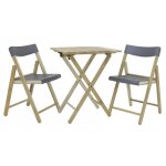 Ensemble de balcon pliant tramontina potenza gris - table et 2 chaises en teck fsc