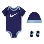 Ensemble barboteuse + bonnet + chaussons bb garon nike nhn swoosh - blue gaze - 0 / 6 mois