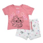 Ensemble b�b� - disney - lilo et stitch - rouge - coton - fille 2 - 3 mois